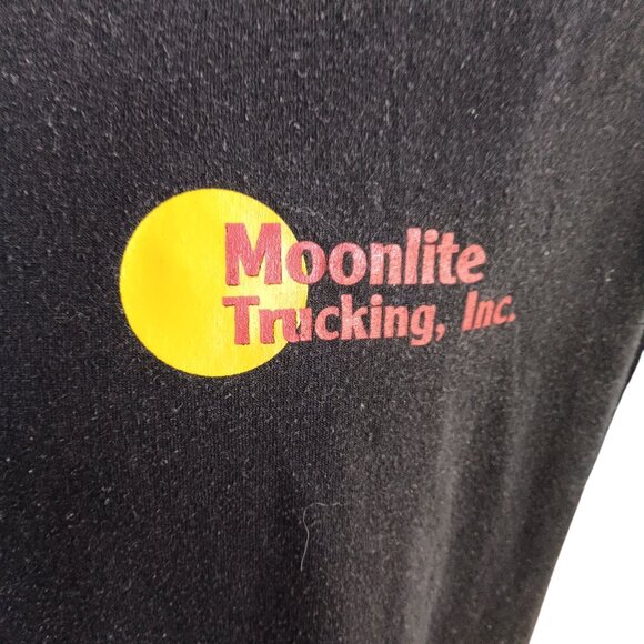 Vintage Men's T-shirt XL 1990's Russell Athletic Moonlite Trucking Inc Trucker - Picture 2 of 4